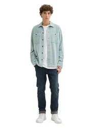TOM TAILOR Denim Langarmhemd Cord Overshirt Hellblau/Blau/Grün