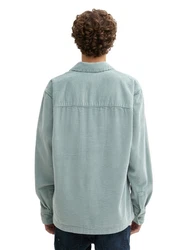 TOM TAILOR Denim Langarmhemd Cord Overshirt Hellblau/Blau/Grün