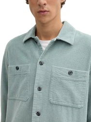 TOM TAILOR Denim Langarmhemd Cord Overshirt Hellblau/Blau/Grün