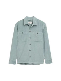 TOM TAILOR Denim Langarmhemd Cord Overshirt Hellblau/Blau/Grün