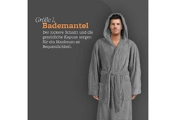 Bestlivings Herrenbademantel Hemmy Morgenmantel Dunkelgrau/Hellgrau/Grau