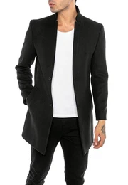 Kurzmantel im minimalistischen Look fr Business und Freizeit Schmaler Reverskragen, der gut als hoher Kragen getragen werden kann