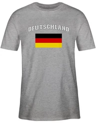 Shirtracer T-Shirt Deutschland Schriftzug Fanartikel (2024) Grau/Beige/Dunkelgrau