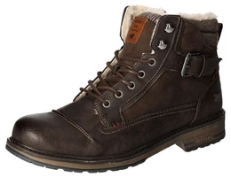 Winterboots, Blockabsatz, Winterstiefelette, Schnrboots mit kariertem Besatz
