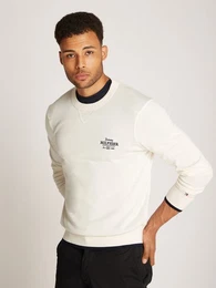 Rundhalspullover GRAPHIC COTTON CREW mit Logostickerei