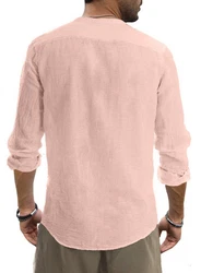 JMIERR Hemd Stehkragenhemd Businesshemd Rosa/Orange/Beige