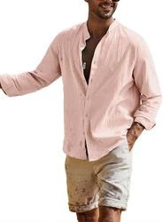 JMIERR Hemd Stehkragenhemd Businesshemd Rosa/Orange/Beige