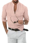 JMIERR Hemd Stehkragenhemd Businesshemd Rosa/Orange/Beige