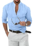 JMIERR Hemd Stehkragenhemd Businesshemd Hellblau/Blau