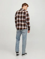 Jack & Jones Langarmhemd JJEClassic (1-tlg) orange/schwarz/weiß