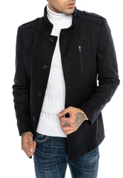 RedBridge Kurzmantel Bradford mit Kragen und Taschen Schwarz/Hellblau/Dunkelblau