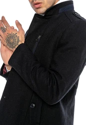 RedBridge Kurzmantel Bradford mit Kragen und Taschen Schwarz/Hellblau/Dunkelblau