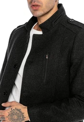 RedBridge Kurzmantel Bradford mit Kragen und Taschen Dunkelgrau/Grau