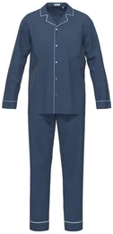 Schlafanzug Herren Pyjama geknpft lang (2 tlg) Baumwolle
