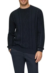 s.Oliver Strickpullover mit Zopfmuster Dunkelblau/Blau/Hellblau