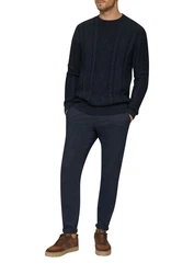 s.Oliver Strickpullover mit Zopfmuster Dunkelblau/Blau/Hellblau