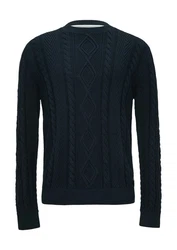 s.Oliver Strickpullover mit Zopfmuster Dunkelblau/Blau/Hellblau