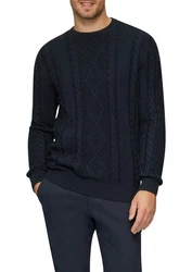 s.Oliver Strickpullover mit Zopfmuster Dunkelblau/Blau/Hellblau