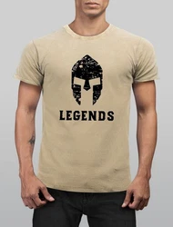Neverless Print-Shirt Sparta Legends Slim Fit Khaki/Braun/Beige