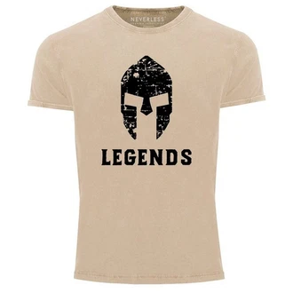 Neverless Print-Shirt Sparta Legends Slim Fit Khaki/Braun/Beige Neverless Print-Shirt Sparta Legends Slim Fit Khaki/Braun/Beige