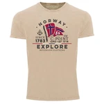 Neverless Herren Print-Shirt Norway Explore Norwegen Khaki/Braun/Beige