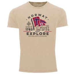 Print-Shirt Herren Vintage Shirt Norway Explore norwegische Flagge Norwegen mit Print