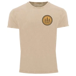 Print-Shirt Herren Vintage Shirt Wald Bume Logo Badge Naturliebhaber Outdoor mit Print