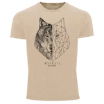 Neverless Print-Shirt Herren Vintage Shirt Wolf Polygon kunst Grafik Tiermotiv Braun/Grau/Beige