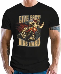 T-Shirt fr Biker und Motorradfahrer - Live Fast, Bike Hard