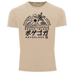Neverless Print-Shirt Herren Vintage Shirt Japan Okinawa Beach Island Schriftzeichen Khaki/Braun/Blau