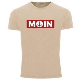 Print-Shirt Herren Vintage Shirt Moin norddeutsch Morgen Anker Printshirt T-Shirt mit Print