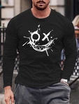RMK Rundhalsshirt Longsleeve Herren Basic Smile Smiley Schwarz