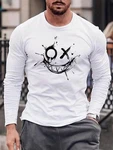 RMK Rundhalsshirt Longsleeve Herren Basic Smile Smiley Weiß/Schwarz/Creme/Dunkelblau/Braun
