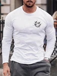 RMK Rundhalsshirt Longsleeve Herren Basic Smile Smiley Weiß/Creme/Dunkelblau/Schwarz