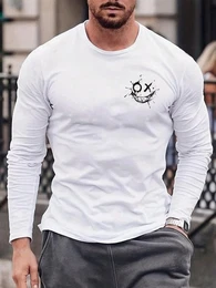 Rundhalsshirt Longsleeve Herren Langarmshirt Rundhals Basic Smile Smiley