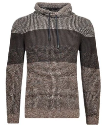 V-Ausschnitt-Pullover Strickpullover Tweed, gestreift