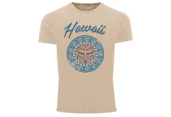 Neverless Print-Shirt Herren T-Shirt Hawaii Tattoo Tribal Maui Ethno Style Blau/Weiß/Khaki/Beige/Gelb