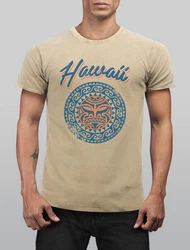 Neverless Print-Shirt Herren T-Shirt Hawaii Tattoo Tribal Maui Ethno Style Blau/Weiß/Khaki/Beige/Gelb