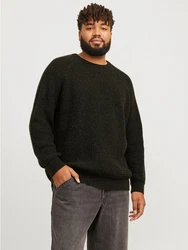 Jack & Jones PlusSize Rundhalspullover JJJONES KNIT CREW NECK Dunkelgrün