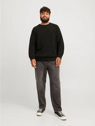Jack & Jones PlusSize Rundhalspullover JJJONES KNIT CREW NECK Dunkelgrün