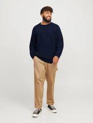 Jack & Jones PlusSize Rundhalspullover JJJONES KNIT CREW NECK Dunkelblau