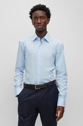 BOSS Langarmhemd Slim-Fit Hank Hemd Hellblau/Blau