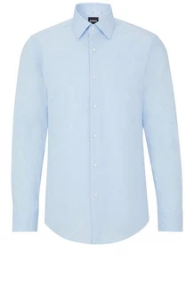 BOSS Langarmhemd Slim-Fit Hank Hemd Hellblau/Blau