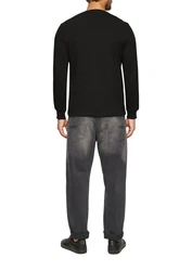 s.Oliver Langarmshirt mit Logo-Stickerei Schwarz/Dunkelblau