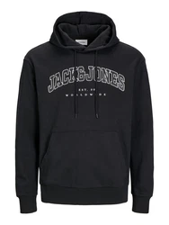 Jack & Jones Sweatshirt JJECALEB VARSITY HOOD NOOS Schwarz/Dunkelblau/Blau