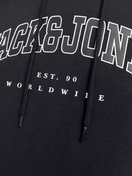 Jack & Jones Sweatshirt JJECALEB VARSITY HOOD NOOS Schwarz/Dunkelblau/Blau