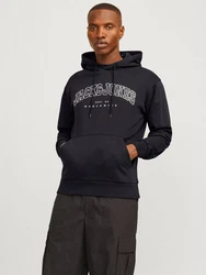 Jack & Jones Sweatshirt JJECALEB VARSITY HOOD NOOS Schwarz/Dunkelblau/Blau