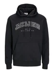 Jack & Jones Sweatshirt JJECALEB VARSITY HOOD NOOS Schwarz/Dunkelblau/Blau
