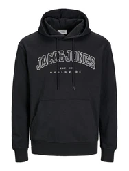 Jack & Jones Sweatshirt JJECALEB VARSITY HOOD NOOS Schwarz/Dunkelblau/Blau