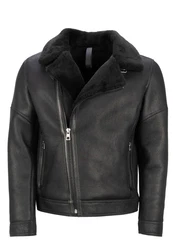 Lolus Lederjacke Edgar Schwarz/Dunkelgrau/Grau